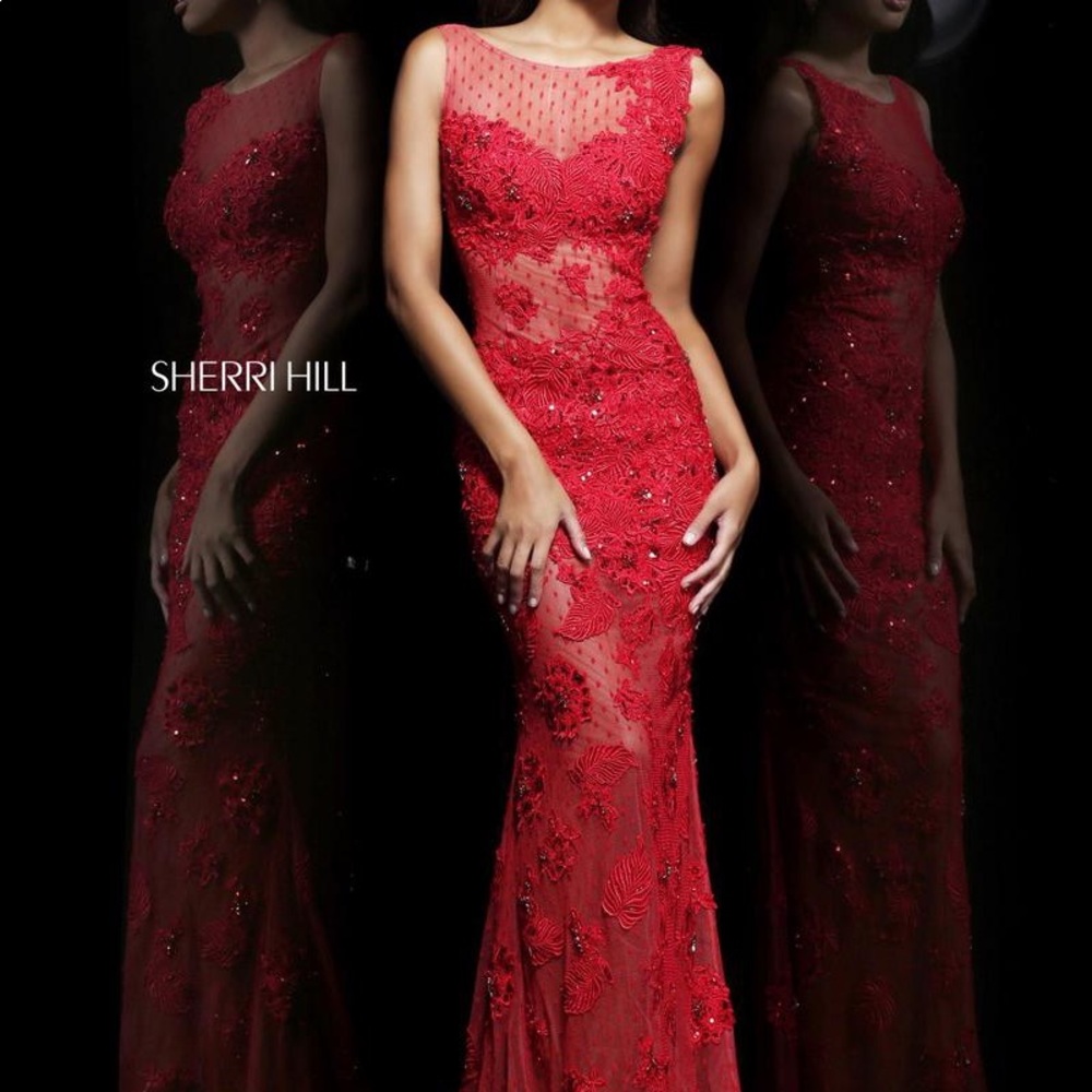 Sherri Hill 11127 Red Lace Dress